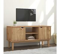 Teenpull OTTA Meuble TV 113,5 x 43 x 57 cm en pin massif design scandinave avec espace de rangement pour salon, chambre à coucher, console multimédia