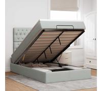 Teenpull Ottoman Lit de rangement avec matelas, chaise longue rembourrée en velours gris clair, 120 x 200 cm, tête de lit intégrée, éclairage LED intégré, plate-forme confortable pour des nuits