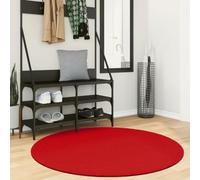 Teenpull Oviedo Tapis à poils courts rouge, diamètre 120 cm, en polyester doux, certifié Standard 100 Oeko-TEX, idéal pour le salon, la chambre à coucher, compatible avec le chauffage au sol