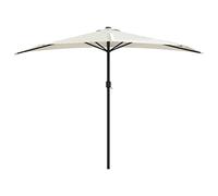 Teenpull Parasol demi-rond pour balcon, mât en aluminium, rouge terre cuite, xxcm, protection UV, protection solaire de terrasse, mécanisme à manivelle, sable foncé
