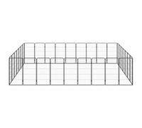 Teenpull Parc pour chien - 32 pièces - En acier revêtu par pulvérisation - Panneaux de 50 x 100 cm - Noir - Pliable et robuste - Idéal comme enclos pour chiots - Grille pare-chien pour le jardin et