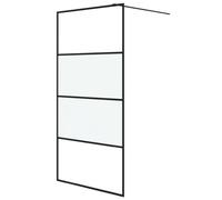 Teenpull Paroi de douche pour douche à l'italienne, 100 x 195 cm, verre de sécurité ESG semi-mat, avec cadre en aluminium, noir, réglable, peu encombrante, sans barrière, protection anti-éclaboussures