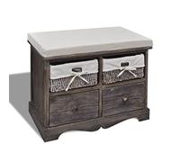 Teenpull Paulownia Banc de rangement en bois avec espace de rangement, 62 x 33 x 42 cm, marron, banc de rangement confortable pour couloir, chambre à coucher, garde-robe
