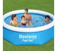 Teenpull Piscine Gonflable Ronde Bestway 244x61 cm, Bassin de baignade extérieur en PVC renforcé Tritech, capacité 2100 L, idéale Jardin terrasse Cour pour détente Famille été