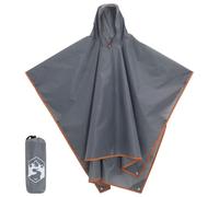 Teenpull Poncho de Pluie 2 en 1 Gris et Orange avec Capuche réglable, Couverture de Pique-Nique Polyvalente 223x145 cm, Sac de Transport Compact pour Camping randonnée Bivouac Trekking