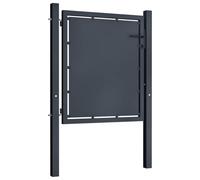 Teenpull Portail de Jardin en Acier Anthracite 100x150 cm avec Serrure, charnières Robustes et poteaux, portillon sécurisé pour entrée de Cour, Protection intimité et accès extérieur