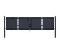 Teenpull Portail de Jardin en Acier Anthracite 300x150 cm avec Serrure et charnières, portillon de sécurité pour clôture extérieur, barrière battante pour accès Jardin et Cour