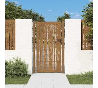 Teenpull Portail de Jardin en Acier Corten 110x205 cm avec Serrure et charnières, portillon de sécurité occultant pour clôture extérieure, accès piéton, Protection et intimité pour Cour et Piscine