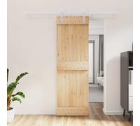 Teenpull Porte coulissante en pin massif blanc naturel, 70 x 210 cm, avec rail en acier revêtu par pulvérisation, peu encombrant, pour l'intérieur et une ambiance de vie moderne