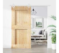 Teenpull Porte coulissante en pin massif blanc naturel 95 x 210 cm avec système de rails en acier revêtu par pulvérisation peu encombrant pour salon, salle à manger, couloir et bureau