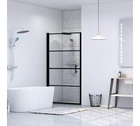 Teenpull Porte de douche en verre trempé 91 x 195 cm - Noir - Verre de sécurité ESG véritable - Protection anti-éclaboussures avec cadre en aluminium et poignée en acier inoxydable - Pour une