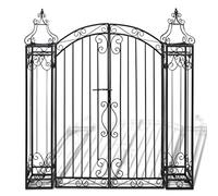 Teenpull Portillon ornemental en Fer forgé Noir 122 x 20,5 x 134 cm avec charnière et Serrure pour Jardin, barrière de sécurité extérieure, accès piéton, clôture occultante et Protection de la Cour