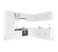 Teenpull Porto Ensemble de 14 meubles de cuisine, en bois blanc, armoire modulaire, garde-manger, buffet, avec beaucoup d'espace de rangement, durable, facile d'entretien, pour cuisine, salle à manger