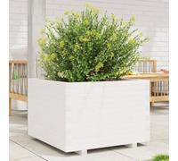 Teenpull Pot de fleurs blanc 70 x 70 x 49,5 cm en pin massif, robuste, pour jardin, balcon et terrasse, grands pots de fleurs pour l'extérieur