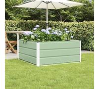 Teenpull Pot de fleurs vert pastel en acier - 100 x 100 x 45 cm - Résistant aux intempéries - Avec drainage - Pour jardin, terrasse, balcon - Pot de fleurs polyvalent et jardinière de balcon