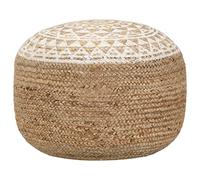 Teenpull Pouf d'appoint fait à la main - Blanc - 45 x 30 cm - En jute - Pour salon, chambre à coucher - Repose-pieds - Coussin de sol - Polyvalent