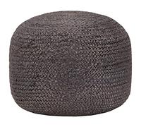 Teenpull Pouf fait à la main, gris foncé, 45 x 30 cm, en jute, tabouret d'appoint pour salon, chambre à coucher, ottoman confortable, repose-pieds polyvalent
