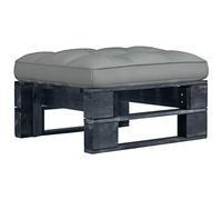 Teenpull Pouf Palette de Jardin Noir en Bois de pin imprégné avec Coussin Gris 60x60x25 cm siège Confortable pour Salon de Jardin terrasse extérieur Polyvalent
