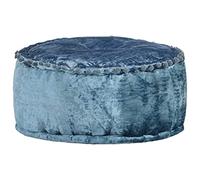 Teenpull Pouf rond en velours, 40 x 20 cm, bleu, tabouret ottoman polyvalent pour salon, chambre à coucher et bureau, siège confortable