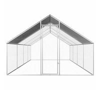 Teenpull Poulailler d'extérieur en Acier galvanisé 2,75 x 8 x 1,92 m avec Toit polyéthylène, enclos sécurisé pour Poules, Canards, Oiseaux, Espace Confortable et Facile à Assembler