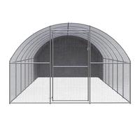Teenpull Poulailler d'extérieur en acier galvanisé 3 x 8 x 2 m avec toit en polyéthylène imperméable - Grand enclos résistant aux intempéries pour poules, lapins, cochons d'Inde, lapins
