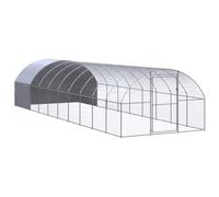 Teenpull Poulailler d'extérieur en Acier galvanisé 3x10x2 m avec Toit polyéthylène résistant à l'eau, Espace sécurisé pour Poules Canards et Petits Animaux