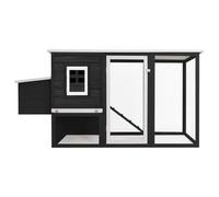 Teenpull Poulailler d'extérieur en Bois de pin Gris avec nichoir, Toit Vert, Rampe antidérapante, Plateau Coulissant, Cage spacieuse et Durable pour Poulets en Jardin et Espace extérieur