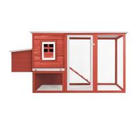 Teenpull Poulailler d'extérieur en Bois de Sapin avec nichoir Rouge et Blanc, Toit Vert, Rampe antidérapante, Plateau Coulissant, Espace Confortable pour Poulets, résistant aux intempéries
