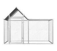 Teenpull Poulailler en acier galvanisé 2 x 1 x 1,5 m avec toit imperméable, porte verrouillable et grille métallique, enclos résistant aux intempéries pour poulet, poule, canard, oie et petits animaux
