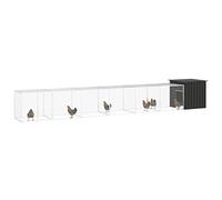 Teenpull Poulailler en Acier galvanisé Anthracite 700x91x100 cm avec 5 Cages d'extension, enclos sécurisé pour Poules et Petits Animaux, Espace ventilé idéal Jardin extérieur