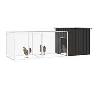 Teenpull Poulailler en Acier galvanisé Anthracite avec Cage d'extension 300x91x100 cm, enclos sécurisé pour Poules, Canards et Petits Animaux, ventilé, Robuste, idéal Jardin extérieur