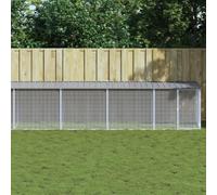 Teenpull Poulailler en Acier galvanisé Gris Clair avec Toit 803x98x90 cm, Cage d'extension modulable pour Poules et Petits Animaux, abri sécurisé extérieur pour Jardin et Espace de Jeu
