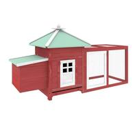 Teenpull Poulailler en bois de sapin massif avec nid de poulet rouge, 190 x 72 x 102 cm, résistant aux intempéries, avec enclos pour jardin, extérieur et intérieur, abri peu encombrant pour lapins