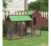 Teenpull Poulailler Moka en pin massif 193 x 65 x 117 cm avec toit résistant aux intempéries et enclos en grillage pour petits animaux tels que lapins, cochons d'Inde et lapins