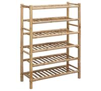 Teenpull Rack à Chaussures en Bambou Naturel 68 x 28 x 96 cm avec 6 étagères, Organiseur de Chaussures pour entrée, Couloir ou Placard, Rangement Durable et léger pour Chaussures d'intérieur