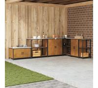 Teenpull Rangement de Cuisine avec étagère rouillé en Acier Robuste 90 x 50 x 92 cm, Armoire de Stockage Polyvalente, Buffet Cabinet Pratique pour Pantry et Organisation Efficace