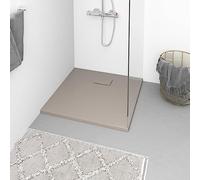 Teenpull Receveur de douche SMC marron 80 x 80 cm, receveur de douche antidérapant avec seuil bas, adapté au sol, bac de douche durable avec bonde pour un montage sans barrière et un nettoyage facile