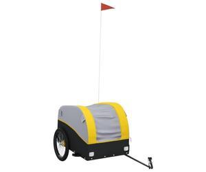 Teenpull Remorque de vélo en Fer Noir et Jaune 45 kg capacité avec Drapeau sécurité, attelage Robuste pour Transport Bagage, Cargo, randonnée, Promenade en Plein air