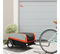 Teenpull Remorque de vélo en fer noir orange 45 kg 126 x 63 x 50 cm avec timon d'attelage et drapeau de sécurité pour transport, bagages, courses et excursions