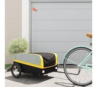 Teenpull Remorque de vélo noire et jaune en fer 126 x 63 x 50 cm avec 45 kg, drapeau de sécurité, timon et pneus de 34 cm pour transport, bagages, courses, excursions et camping