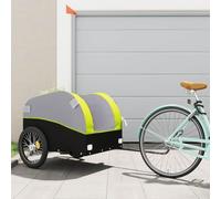 Teenpull Remorque de vélo noire et verte en fer - Capacité de charge de 45 kg - 133 x 68 x 68 cm - Avec timon - Drapeau de sécurité - Idéal pour le transport de bagages, les achats, le camping, les