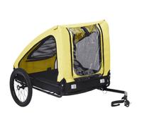 Teenpull Remorque de vélo pour Animaux de Compagnie Jaune et Noir, Cadre Acier Pliable, Cabine Filet Respirant 86x54x58 cm, capacité 40 kg, Roue 16 Pouces, sécurité et Confort pour Chien, Chat