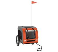 Teenpull Remorque de vélo pour Animaux de Compagnie Orange et Gris avec Cabine Filet Respirant Pliable, Roues Robustes, sécurité extérieure, Frein, capacité 45 kg, idéale pour Chien, Chat, Lapin