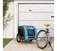 Teenpull Remorque de vélo pour chien bleu et gris en tissu Oxford avec cadre en fer, pliable, légère et respirante avec maille filet, compacte pour la ville, l'extérieur, les excursions et les voyages