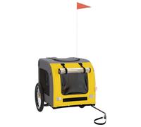 Teenpull Remorque de vélo pour chien jaune gris en tissu Oxford et fer, pliable, avec filet respirant, 69 x 133,5 x 73,5 cm, pliable, idéale pour les excursions, les voyages, la ville et l'extérieur