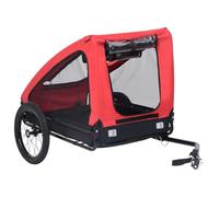 Teenpull Remorque de vélo pour chien rouge et noir avec cadre en acier robuste, tissu Oxford, fenêtres en maille, capacité de charge de 40 kg, pliable, maniable et peu encombrante pour les voyages, la