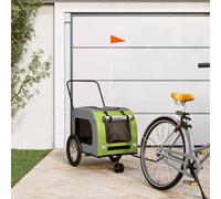 Teenpull Remorque de vélo pour chien - Vert et gris - En tissu Oxford et fer - 63 x 121 x 65 cm - Pliable - Avec filet et réflecteurs pour un transport sûr - Idéale pour l'extérieur et la ville