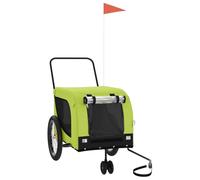 Teenpull Remorque de vélo pour chien - Vert et noir - Avec tissu Oxford - Cadre en fer robuste - Pliable - Pour les excursions en plein air, les promenades en ville - Respirant et compact - Avec tissu