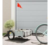 Teenpull Remorque vélo Gris Tissu Oxford et Fer Robuste 126x63x36 cm capacité 45 kg avec Roues et Drapeau sécurité pour Transport Bagage Enfant Chien randonnée Camping