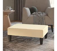 Teenpull Repose-pieds, crème, 78 x 56 x 32 cm, rembourrage en cuir synthétique souple, banc robuste, pour salon, chambre à coucher, couloir, ottoman polyvalent